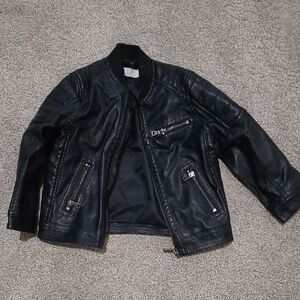 H&M Kids Faux Leather Moto Biker Jacket - Black - Size 2-3T